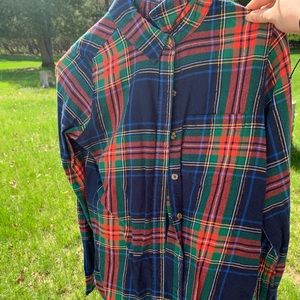 Button Up Plaid Top - S